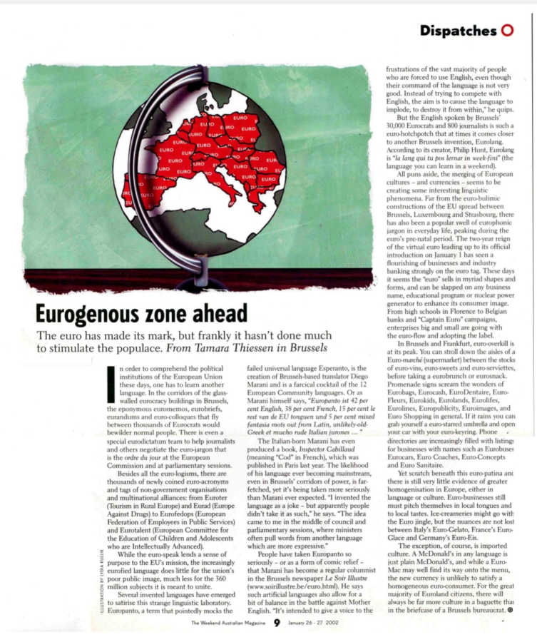 Story on the EU in The Australian by Tamara Thiessen