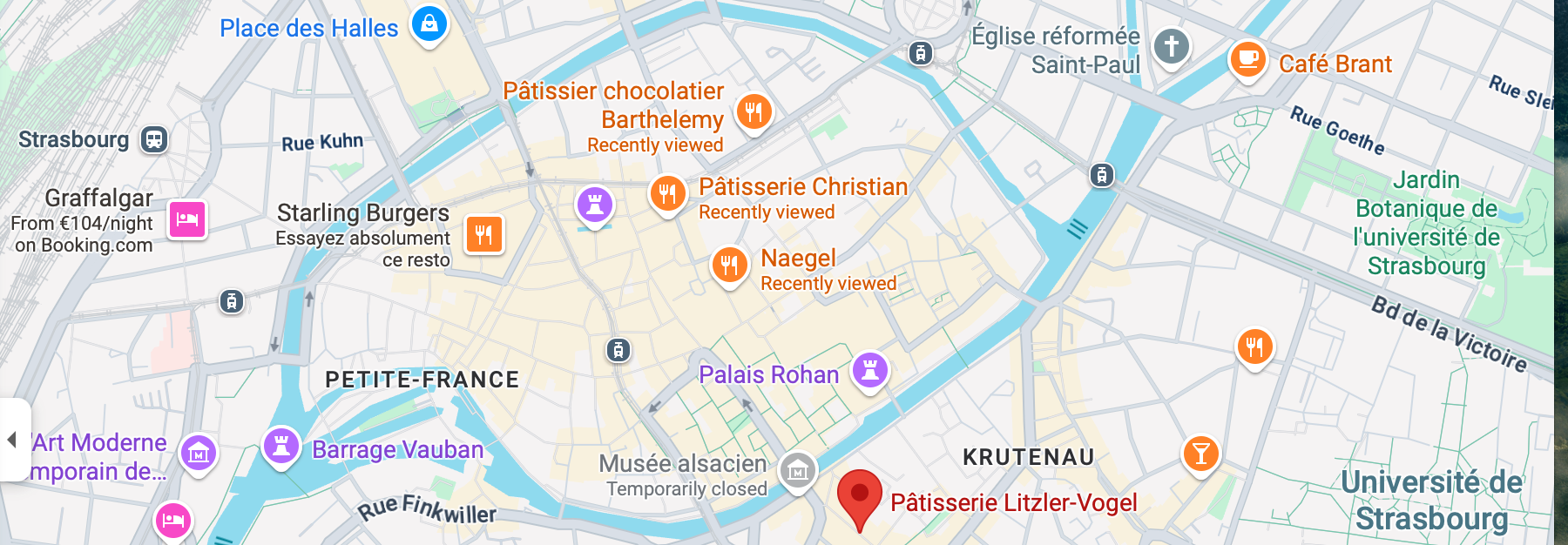 A map of the top patisseries in Sweet Strasbourg by bakery trollop Tamara Thiessen